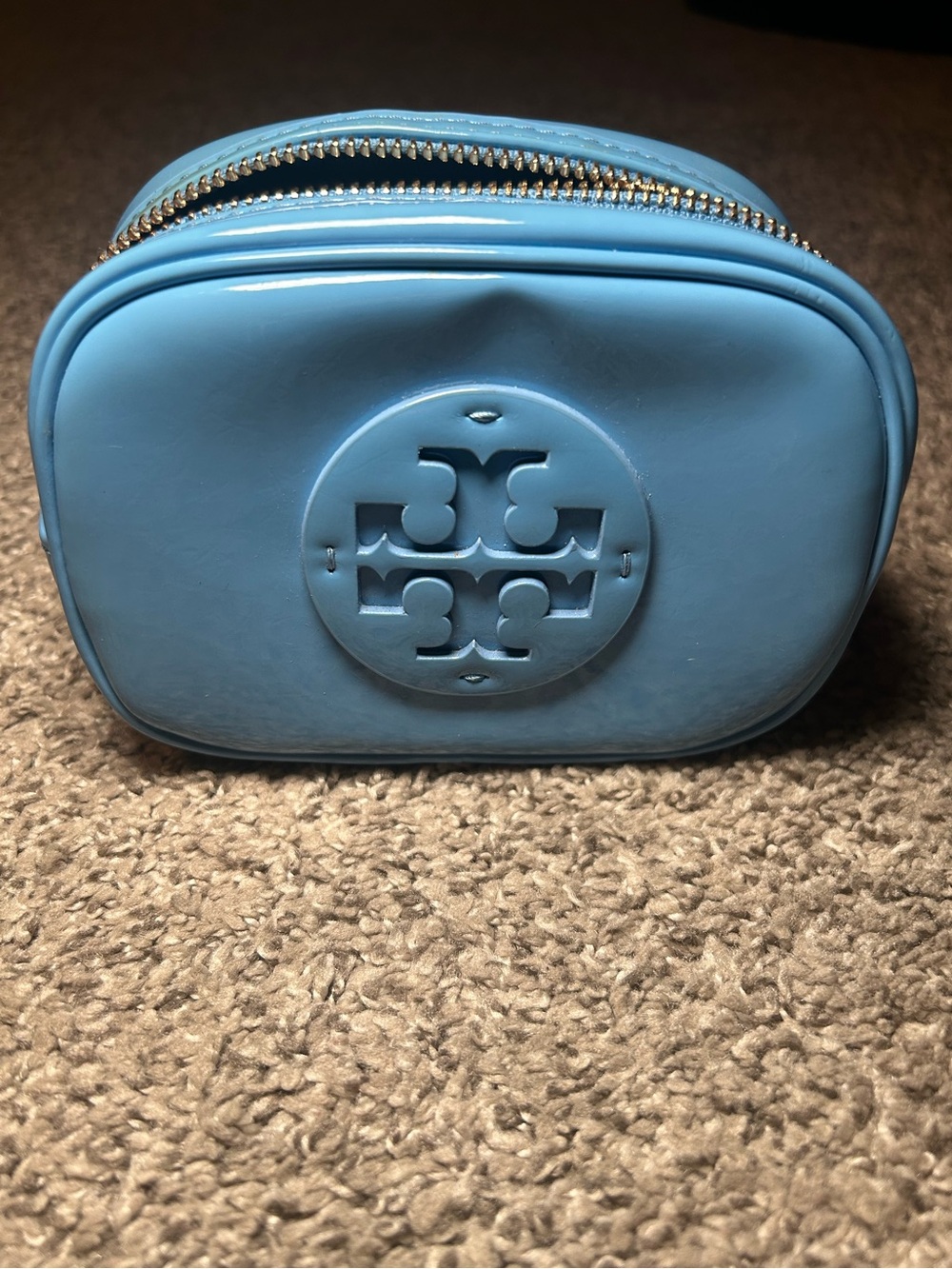 Tory Burch Light Blue Logo Cosmetic Case